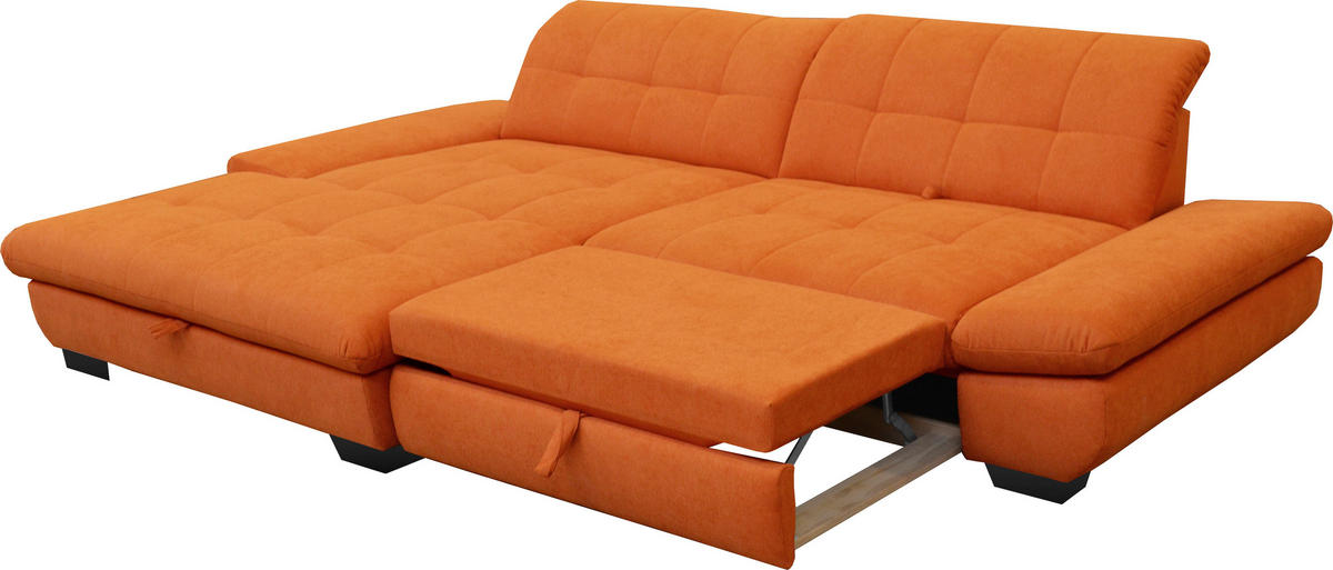 ECKSOFA in Mikrofaser Orange  198/290 cm  - Schwarz/Orange, Design, Textil/Metall (198/290cm) - Xora