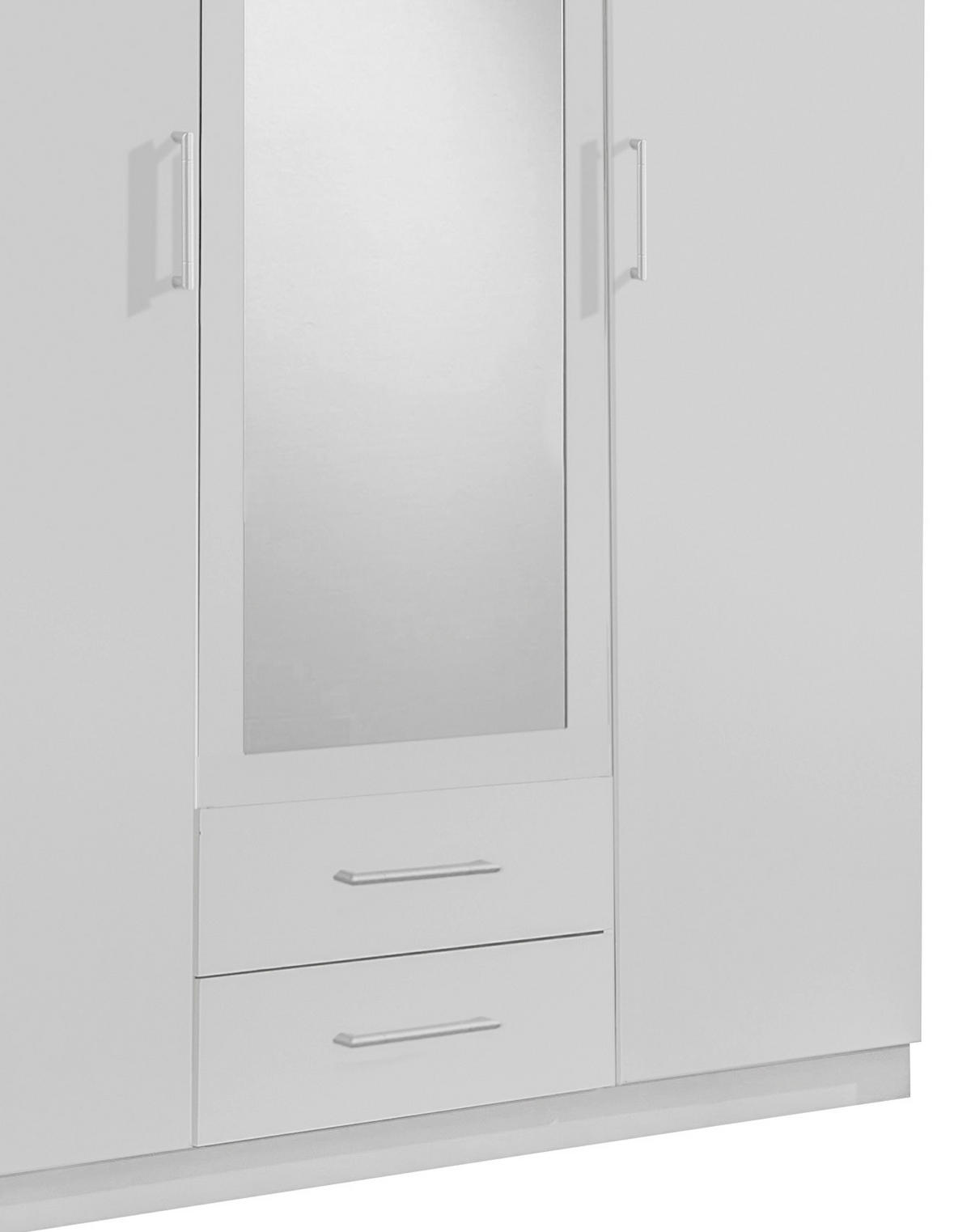 DREHTÜRENSCHRANK 135/199,5/58 cm 3-türig Weiß  - Alufarben/Weiß, KONVENTIONELL, Glas/Holzwerkstoff (135/199,5/58cm) - MID.YOU