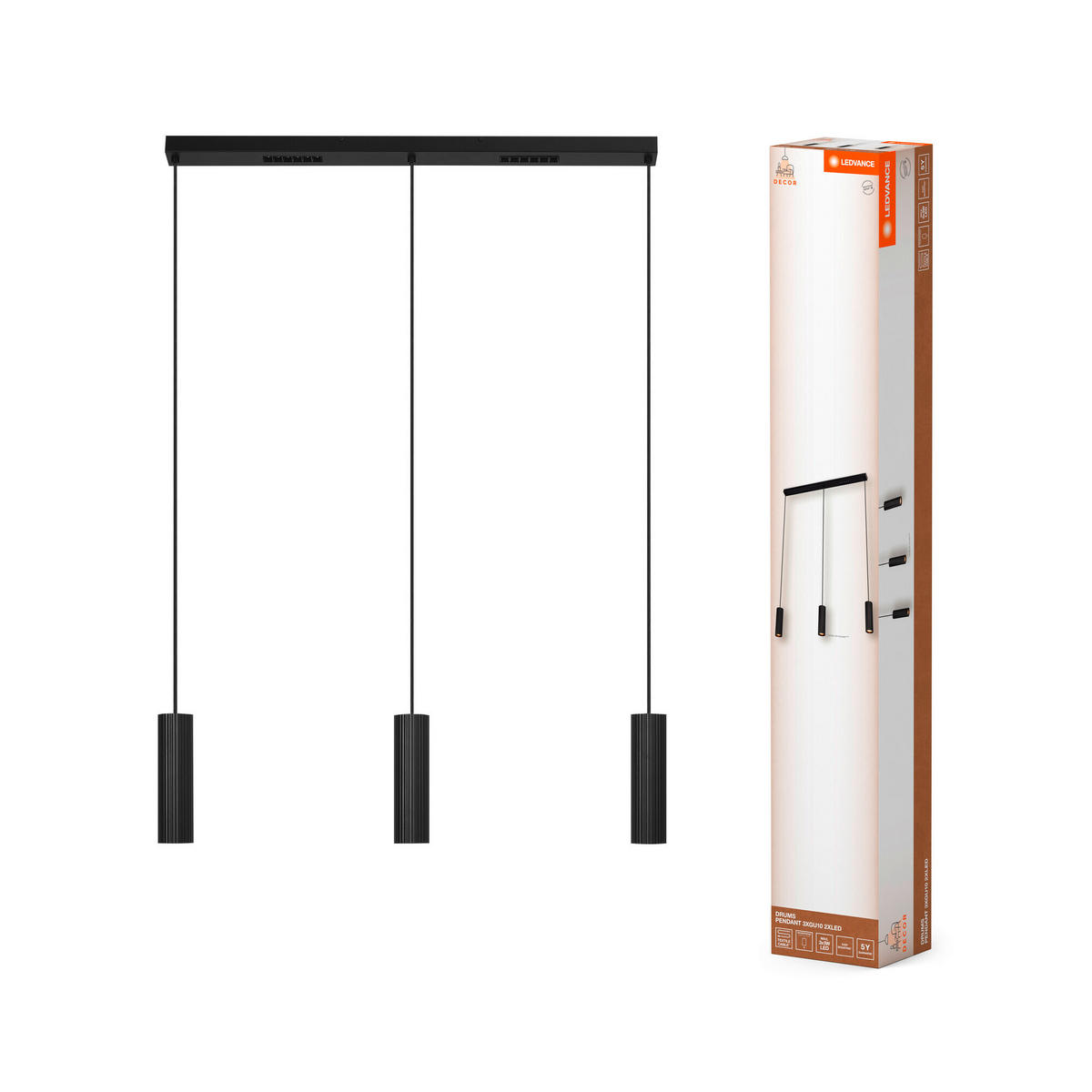 PENDELLEUCHTE 82,5/5,6/124 cm  - Schwarz, KONVENTIONELL, Metall (82,5/5,6/124cm) - Ledvance