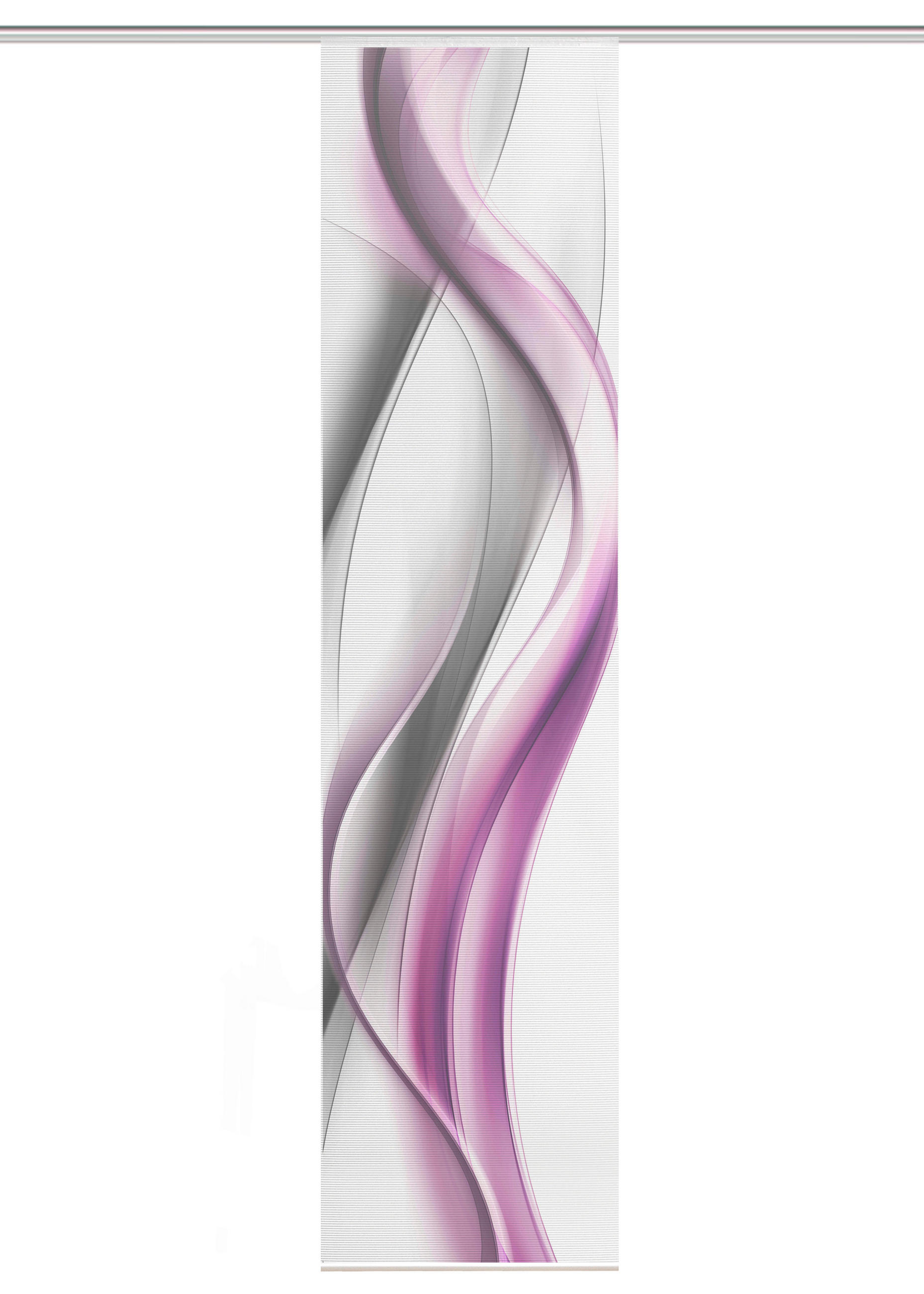 XXXLutz Flächenvorhang Cara Grau, Weiß, Pink 60x260 cm