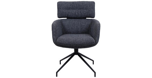 ARMLEHNSTUHL , Wippfunktion, Sitzfläche 360° drehbar, automatische Rückholfunktion , Webstoff  - Dunkelgrau/Walnussfarben, Design, Holz/Textil (62/92/66cm) - Dieter Knoll