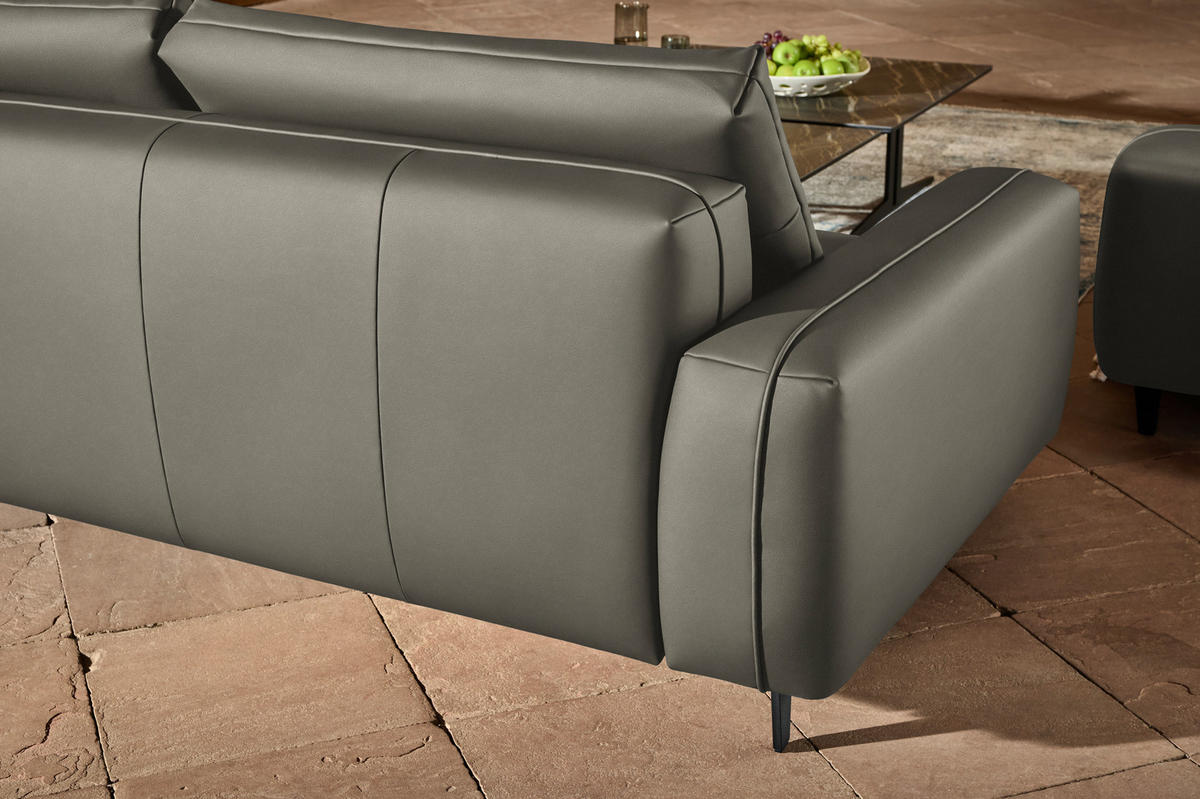 3-SITZER-SOFA  in Echtleder Grau   - Anthrazit/Grau, Design, Leder/Metall (230/70/109cm) - Johann Jakob