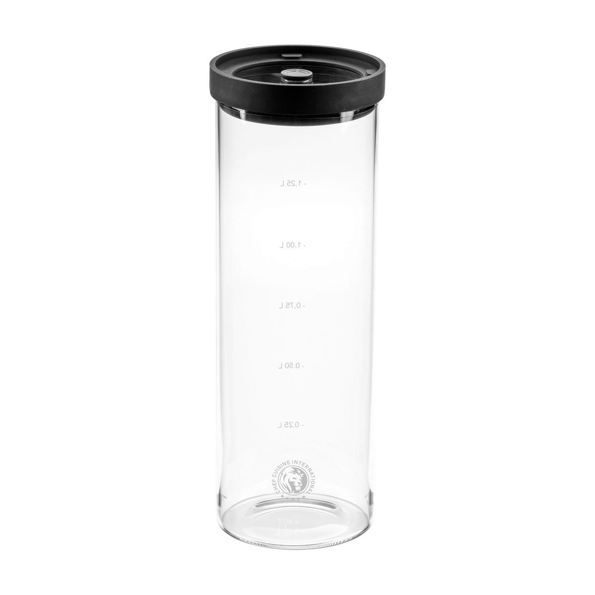 VORRATSGLÄSERSET 3-teilig  - Transparent/Schwarz, Basics, Glas/Kunststoff (21/11,5/30cm) - CHEF CUISINE
