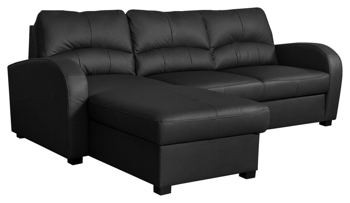 ECKSOFA in Lederlook Echtleder Schwarz  - Schwarz, Design, Leder/Kunststoff (168/227cm) - Livetastic