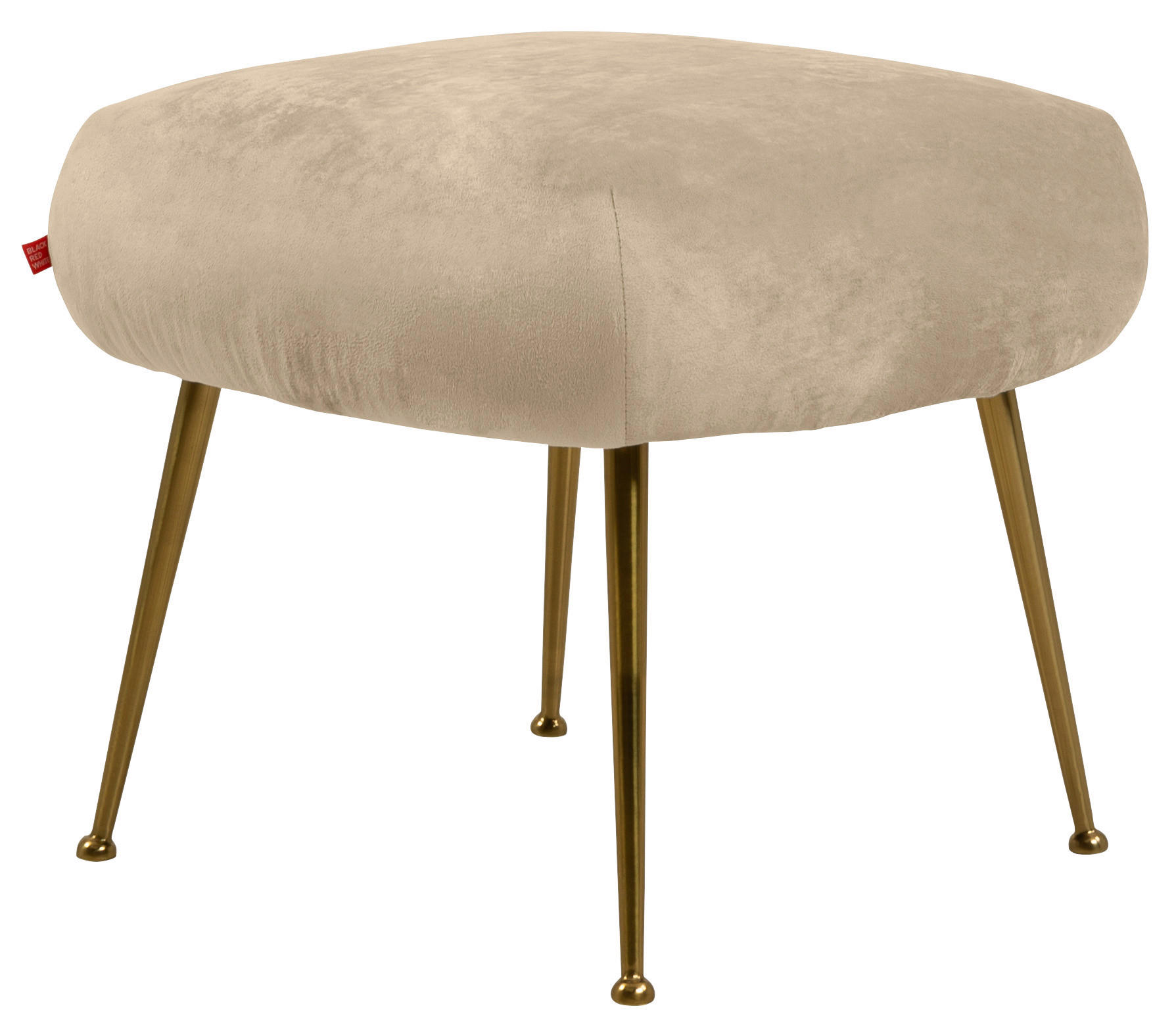 HOCKER Velours Beige  - Beige/Goldfarben, KONVENTIONELL, Textil (54/48/54cm) - MID.YOU