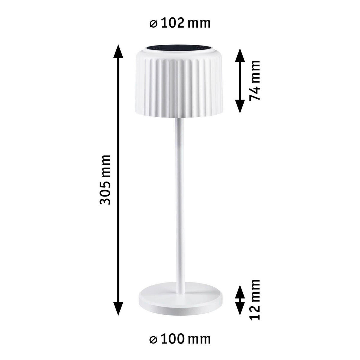 SOLARLEUCHTE Else 10,2/30,5 cm   - Weiß, Basics, Metall (10,2/30,5cm) - Paulmann