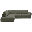 ECKSOFA  in Chenille Olivgrün  224/307 cm  - Schwarz/Olivgrün, KONVENTIONELL, Kunststoff/Textil (224/307cm) - Hom`in