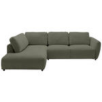 ECKSOFA  in Chenille Olivgrün  224/307 cm  - Schwarz/Olivgrün, KONVENTIONELL, Kunststoff/Textil (224/307cm) - Hom`in