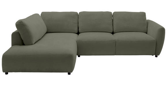 ECKSOFA  in Chenille Olivgrün  224/307 cm  - Schwarz/Olivgrün, KONVENTIONELL, Kunststoff/Textil (224/307cm) - Hom`in