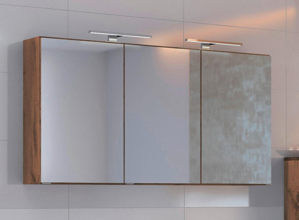 SPIEGELSCHRANK 120/66/20 cm  - Chromfarben/Eiche Wotan, Design, Glas/Holzwerkstoff (120/66/20cm) - Held