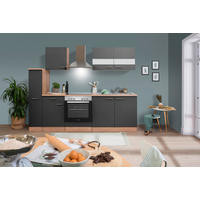 KÜCHENBLOCK 240 cm   in Grau  - Edelstahlfarben/Eichefarben, Basics, Holzwerkstoff/Metall (240cm) - Respekta