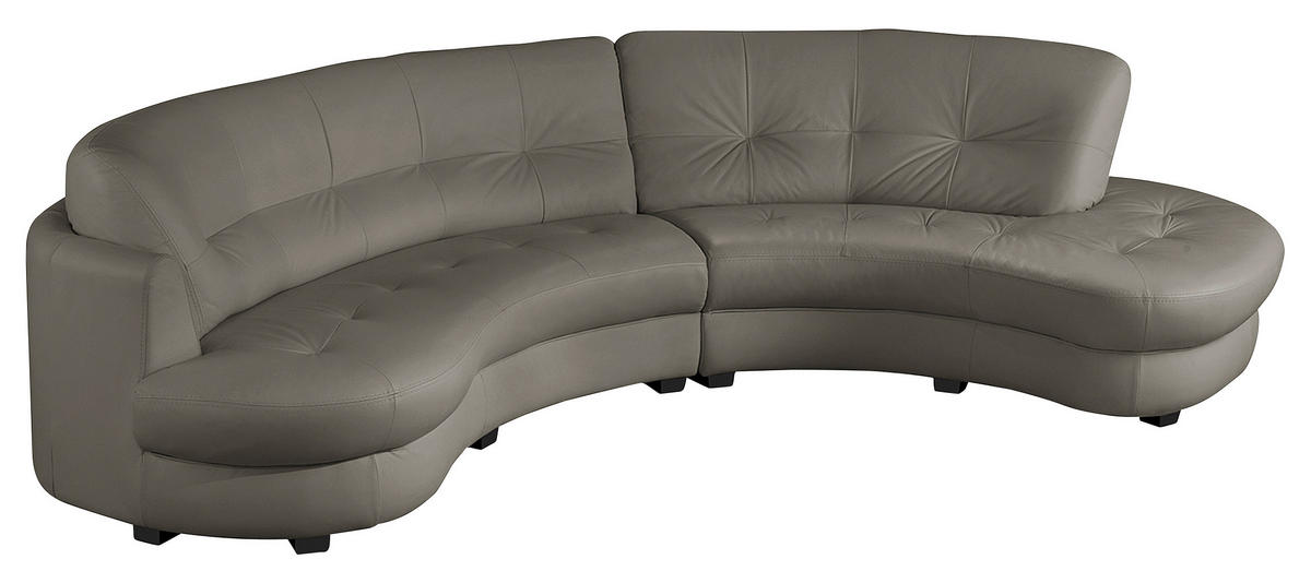 ECKSOFA Schlammfarben Echtleder Lederlook  - Schlammfarben/Schwarz, Design, Leder/Kunststoff (300/113cm) - Livetastic