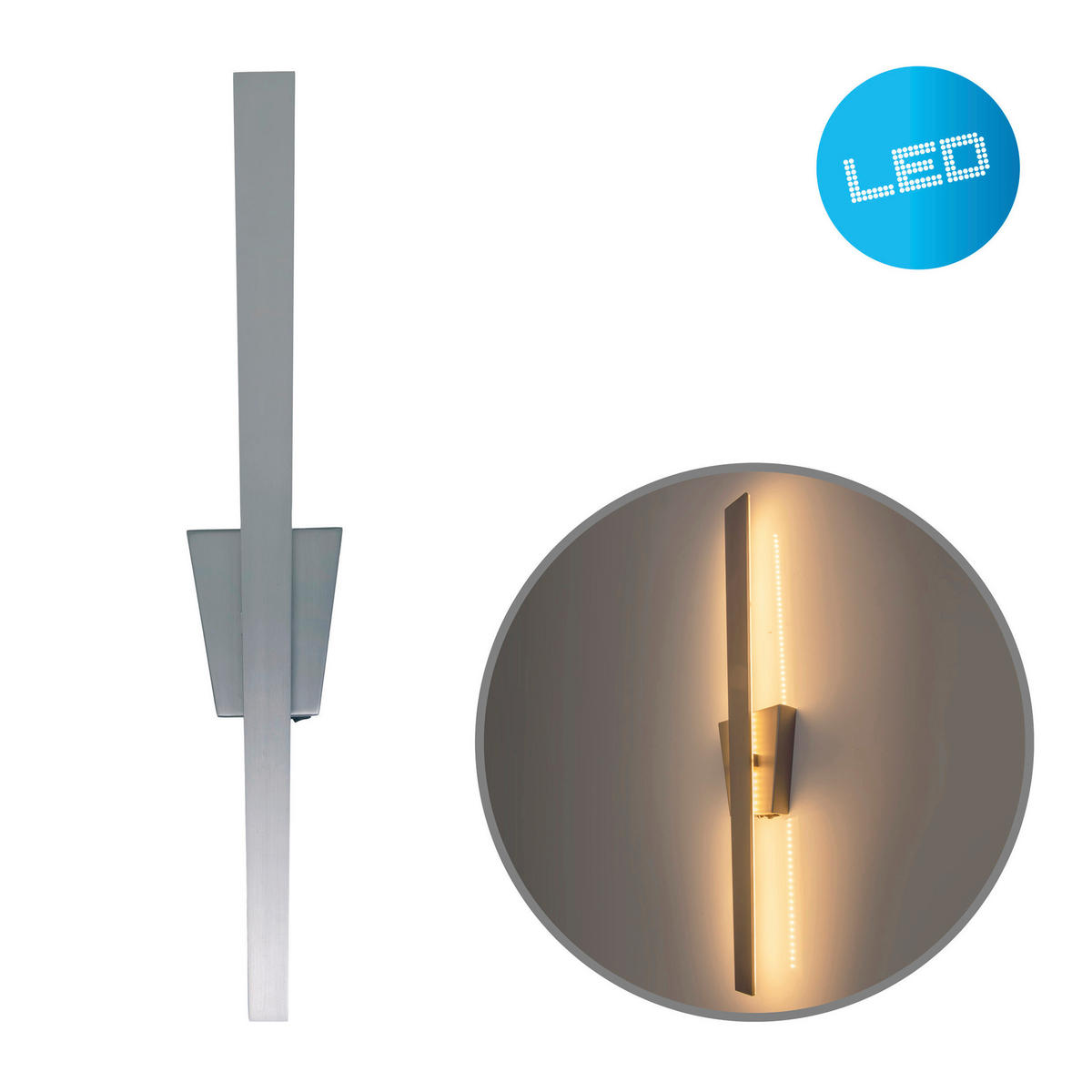 WANDLEUCHTE Trevor 62 cm  - Silberfarben, Basics, Metall (62cm) - Näve