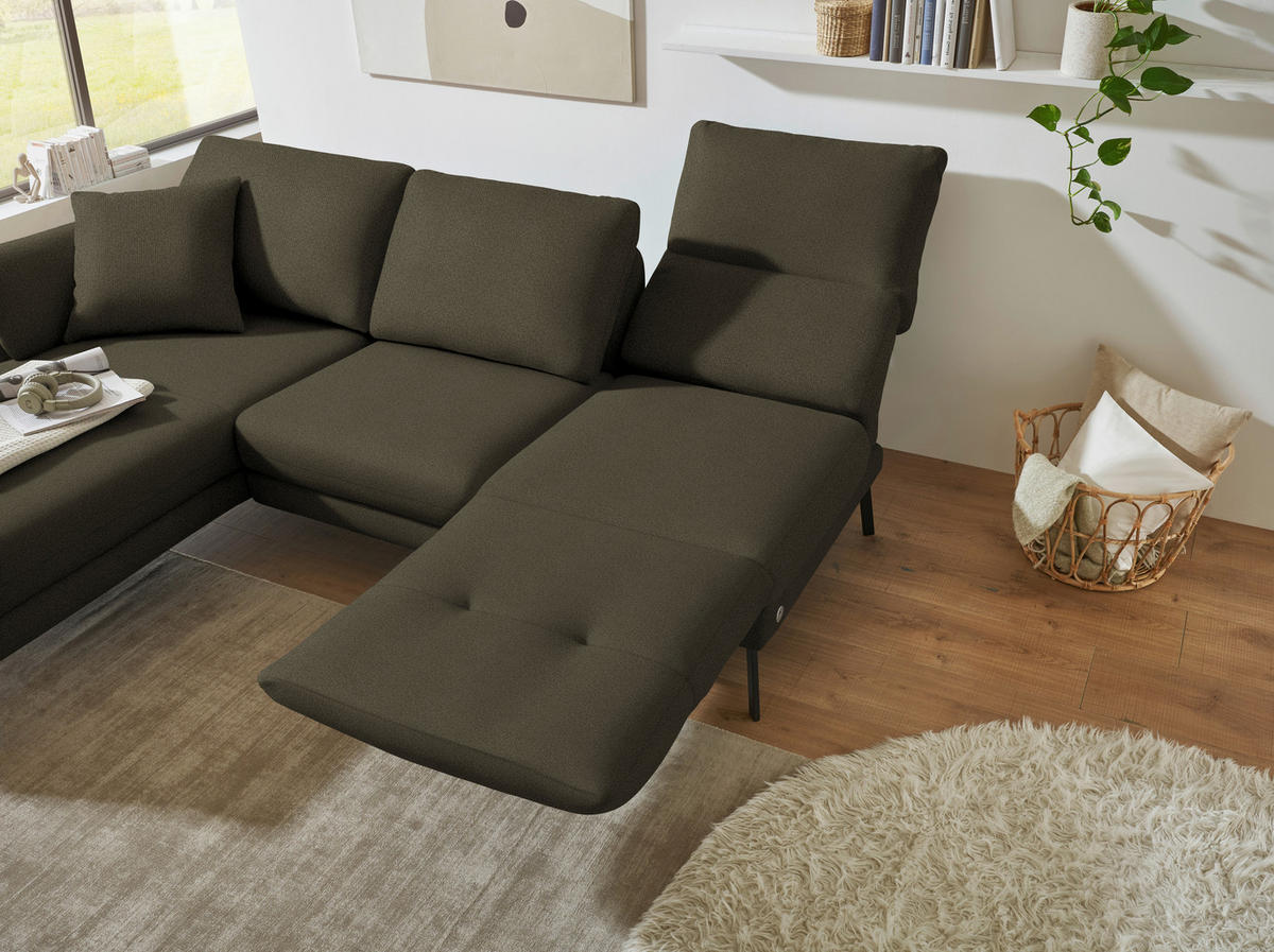 ECKSOFA  in Flachgewebe Dunkelgrün  175-224/255-365 cm  - Dunkelgrün/Schwarz, Design, Textil/Metall (175-224/255-365cm) - Dieter Knoll