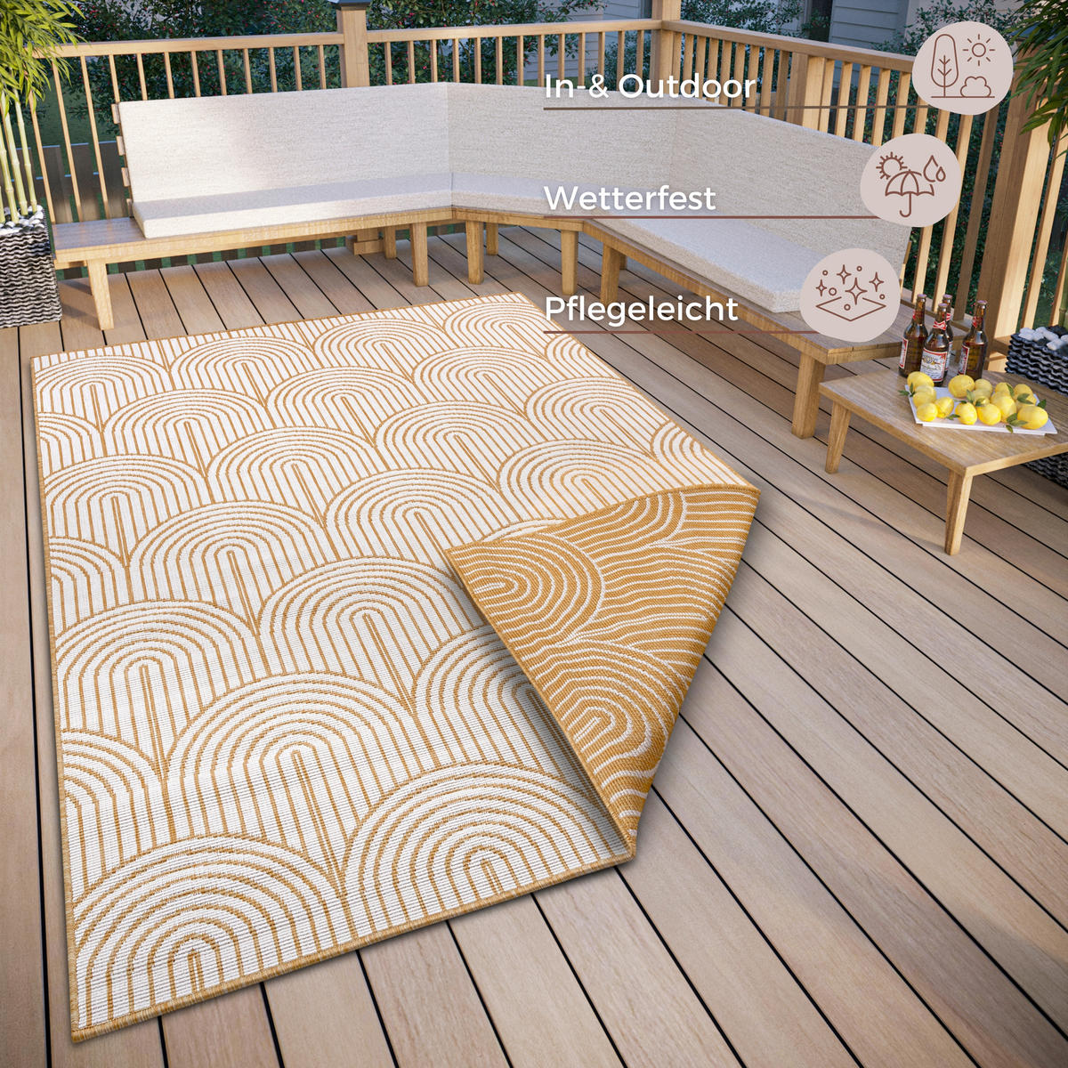 OUTDOORTEPPICH 240/330 cm Pangli Weiß, Honig  - Weiß/Honig, Design, Kunststoff (240/330cm)