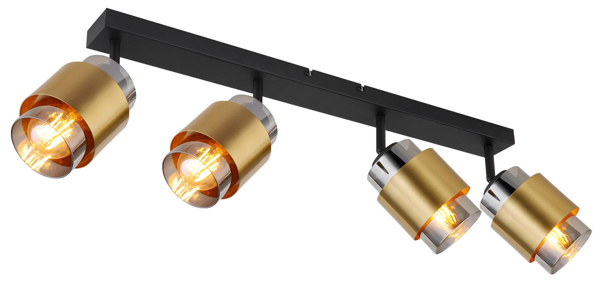 STRAHLER 65/10/12,5 cm   - Messingfarben/Schwarz, Design, Glas/Metall (65/10/12,5cm) - Globo