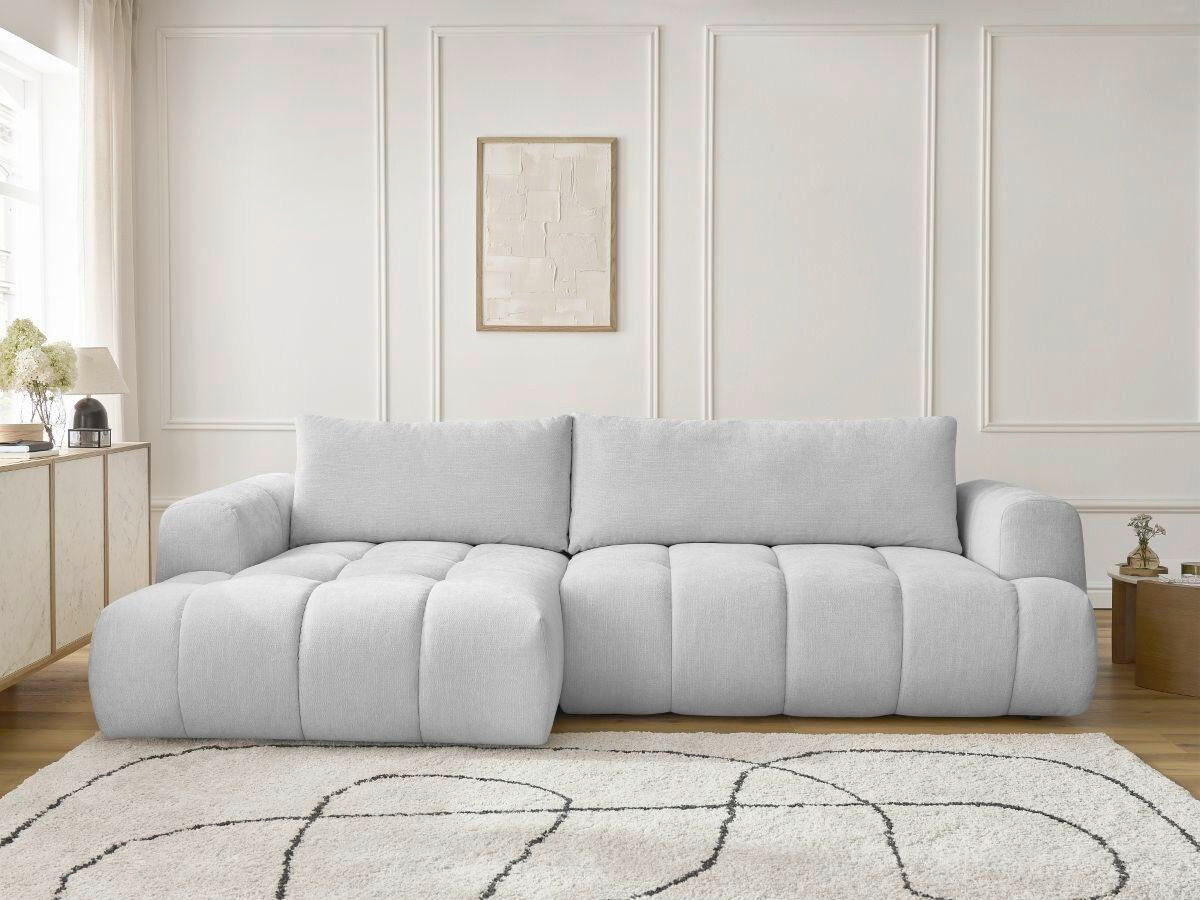 ECKSCHLAFSOFA FUJI Leinenoptik Hellgrau  inkl.  - Hellgrau/Schwarz, MODERN, Kunststoff/Textil (160/292cm)