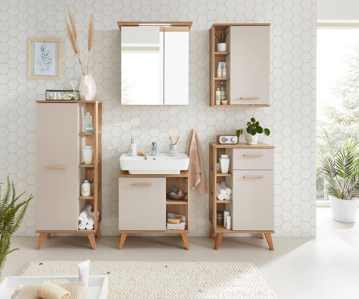 WASCHBECKENUNTERSCHRANK 60,5/65/33 cm  - Kaschmir/Eichefarben, Design, Holzwerkstoff (60,5/65/33cm) - Xora