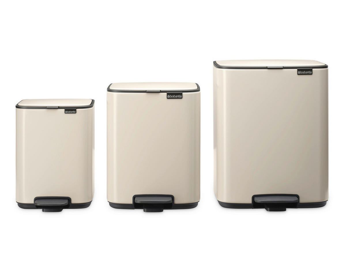 KOŠ S NOŽNOM PAPUČICOM  12 l  Bo  - bež/antracit, Design, metal/plastika (29/36,5/25,5cm) - Brabantia