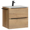 WASCHTISCHKOMBI 61 cm  - Eichefarben/Schwarz, MODERN, Holzwerkstoff/Stein (61cm) - Nobilia