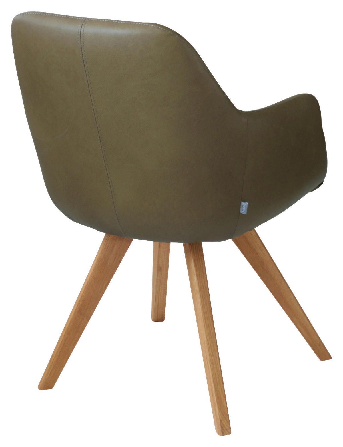 ARMLEHNSTUHL  in Echtleder pigmentiert  - Eichefarben/Grün, Design, Leder/Holz (57/85,5/65cm) - Voleo