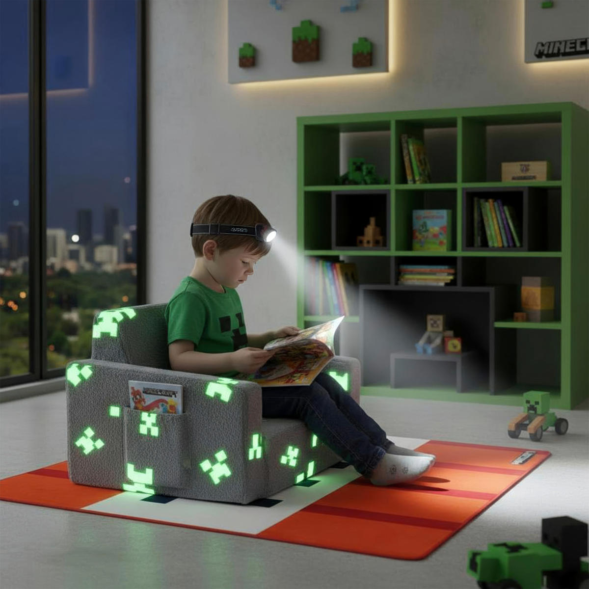 JUGEND- UND KINDERSOFA Minecraft in Grau  - Grau, Trend, Textil (105/58/41cm) - Minecraft