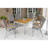 GARTENTISCHGRUPPE  - Silberfarben/Grau, MODERN, Holz/Textil - Gardenson