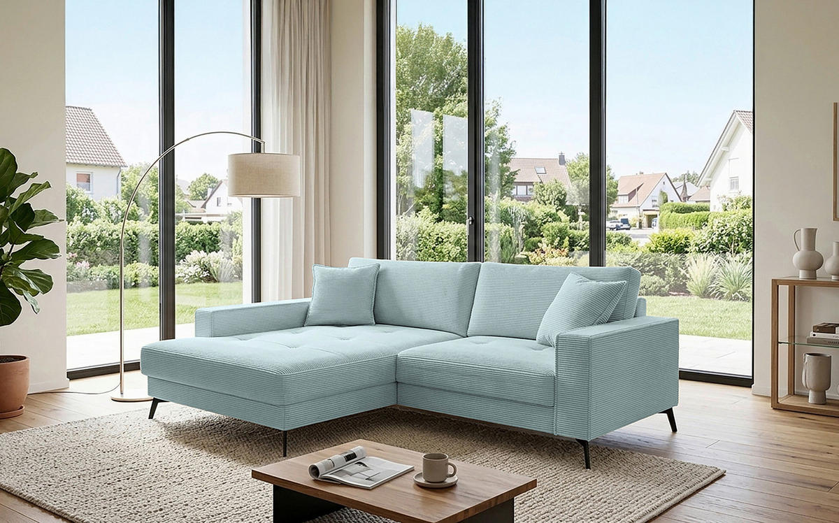 ECKSOFA TED Salbeigrün Cord Zierkissen  - Salbeigrün/Schwarz, Trend, Textil/Metall (174/228cm) - P & B