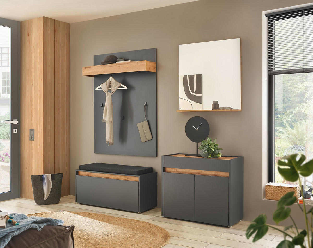 GARDEROBE 5-teilig  in 190/200/40 cm  - Anthrazit/Eiche Wotan, Design, Glas/Holzwerkstoff (190/200/40cm) - Modante