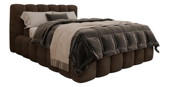 POLSTERBETT Bettkasten Braun 140/200 cm - Schwarz/Braun, Trend, Kunststoff/Textil (140/200cm) - Esposa