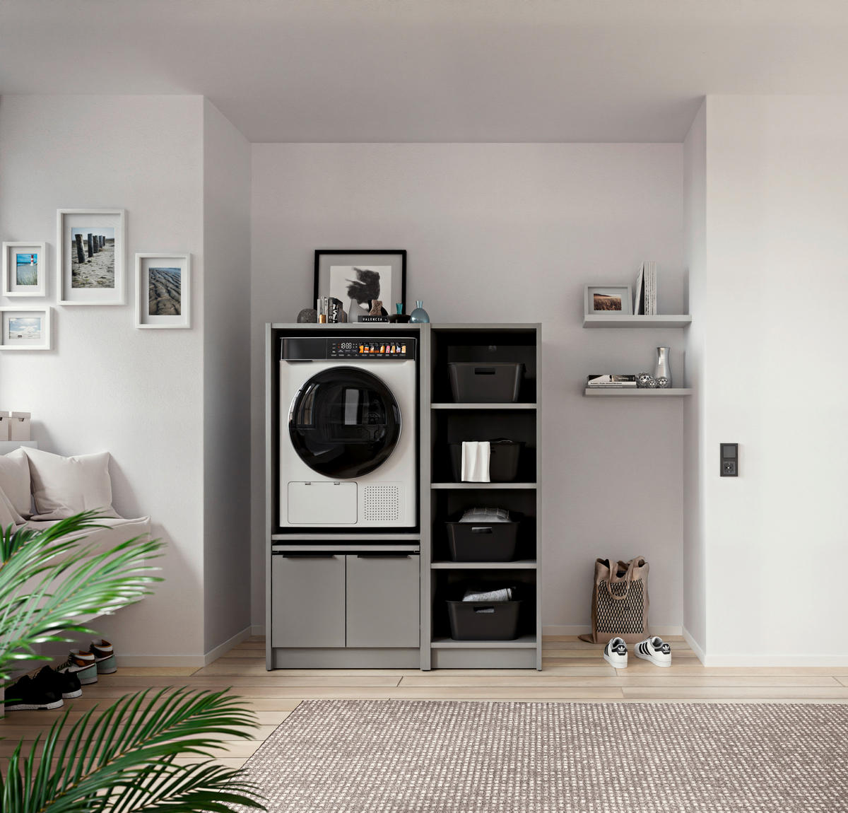 WASCHMASCHINENSCHRANK 70/150/68 cm  in Grau  - Schwarz/Grau, Basics, Holzwerkstoff/Kunststoff (70/150/68cm) - MID.YOU