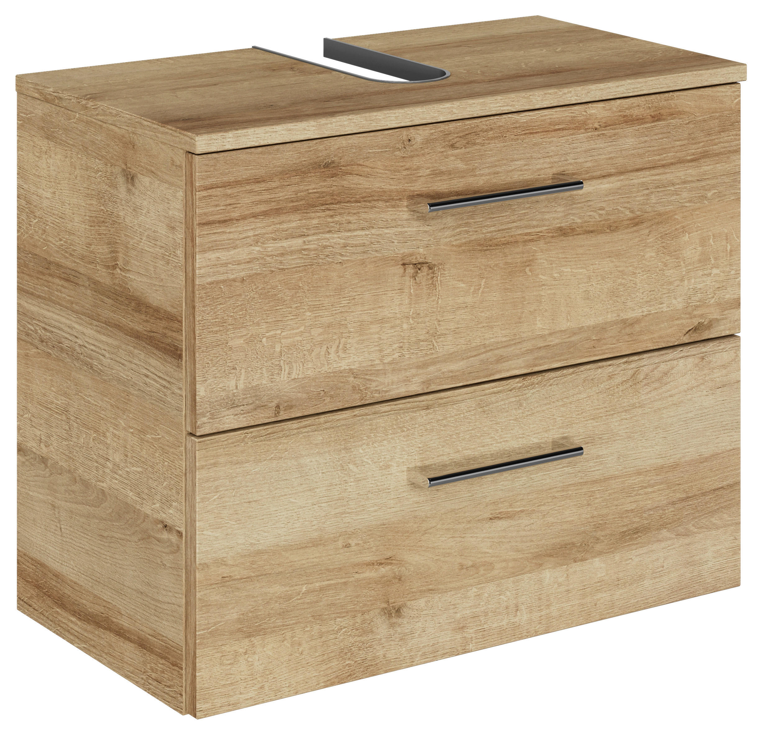 WASCHBECKENUNTERSCHRANK 60/49,8/33,3 cm  - Chromfarben/Eichefarben, KONVENTIONELL, Holzwerkstoff/Metall (60/49,8/33,3cm) - Sadena