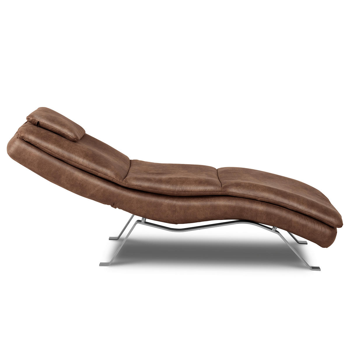 RELAXLIEGE in Echtleder Braun  - Silberfarben/Braun, Design, Leder/Metall (65/95/171cm) - Celina Home