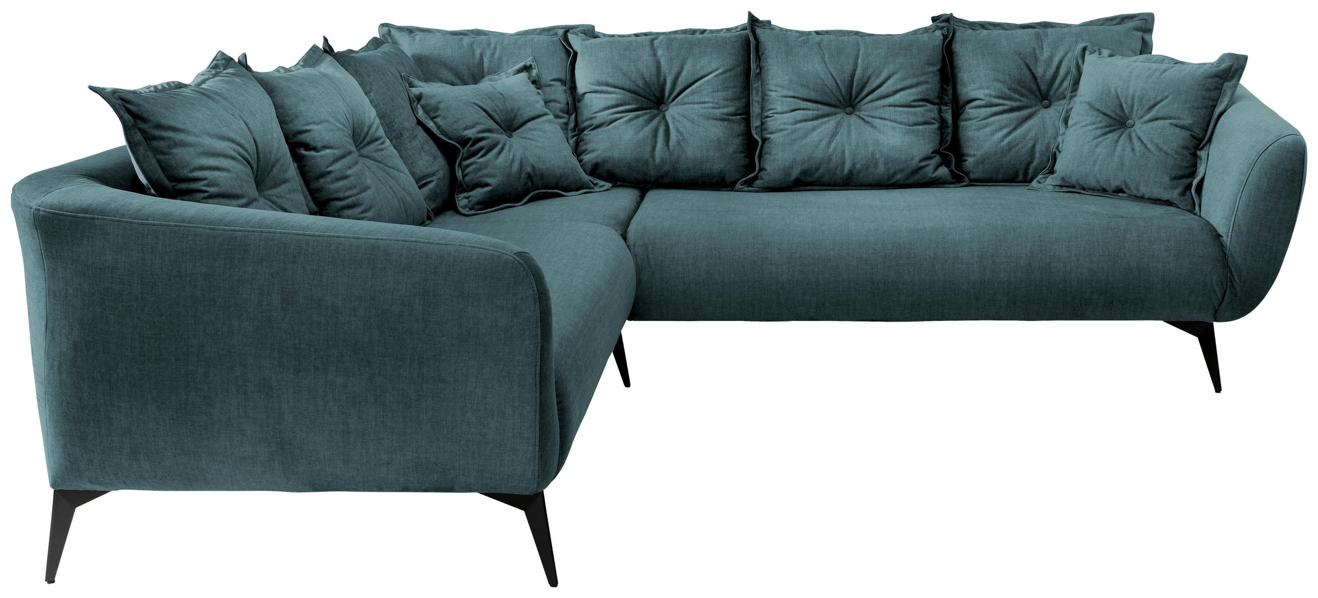 ECKSOFA Blau Velours  - Blau/Schwarz, MODERN, Textil/Metall (247/276cm) - Livetastic