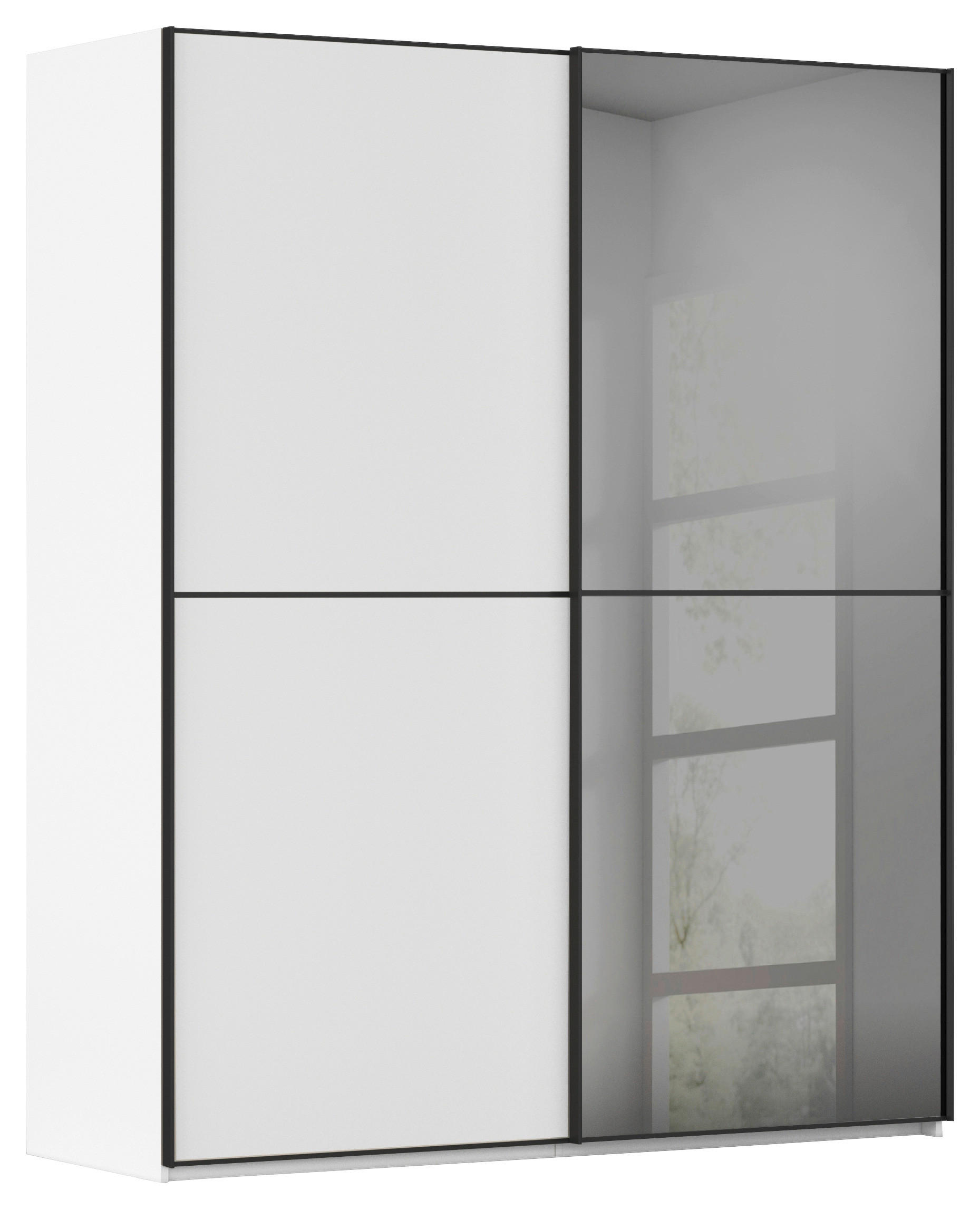 SCHWEBETÜRENSCHRANK Schwarz, Weiss  - Weiss/Schwarz, Konventionell, Glas/Holzwerkstoff (201/223/68cm) - Novel