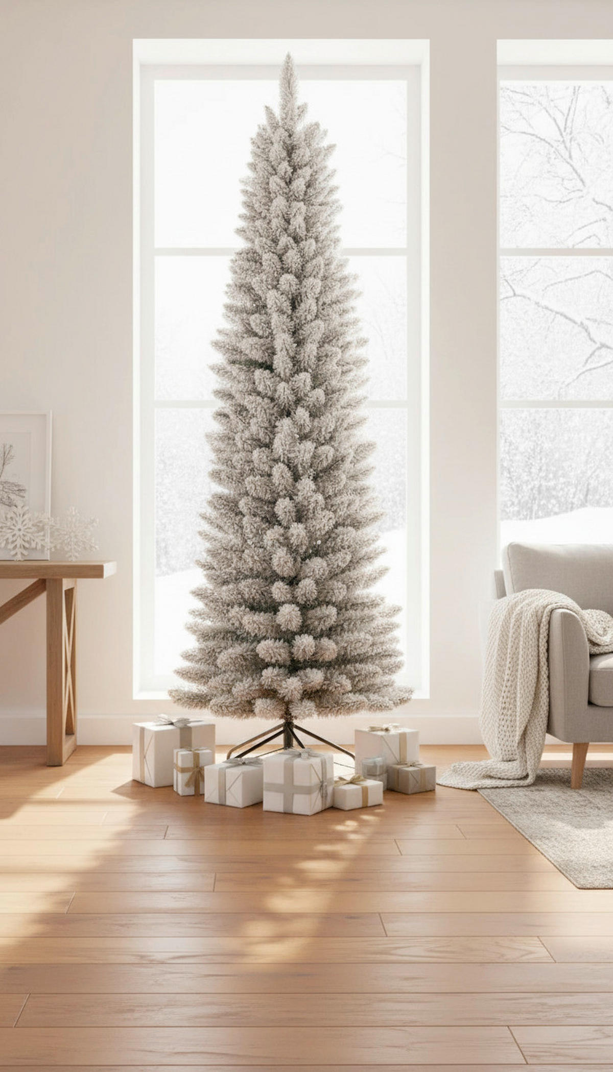 WEIHNACHTSBAUM 210 cm  - Grauweiß, Basics, Kunststoff/Metall (55/180cm)