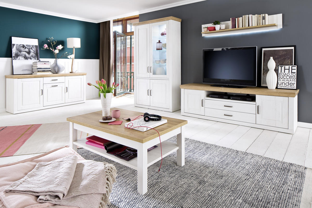 TV-ELEMENT - Eichefarben/Schwarz, LIFESTYLE, Holzwerkstoff/Metall (198/63/52cm) - Landscape
