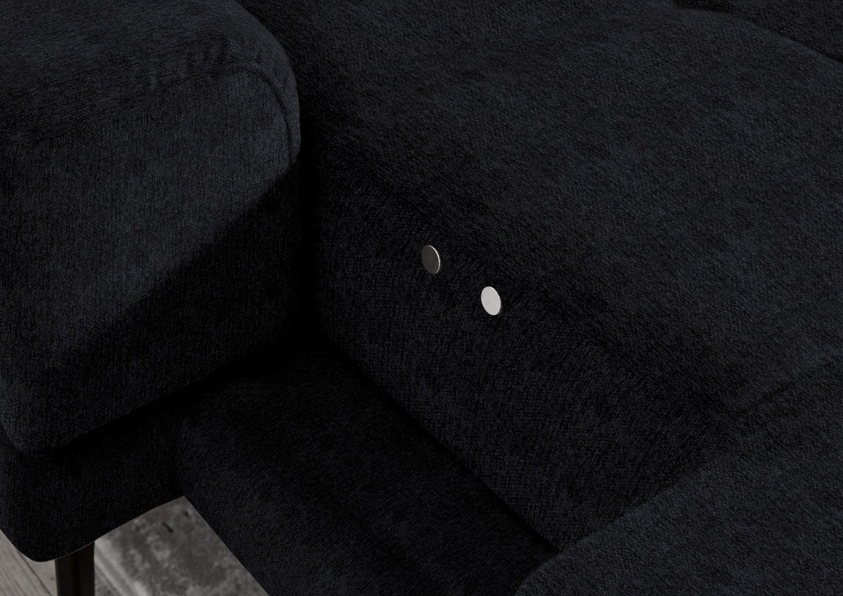 ECKSOFA in Flachgewebe Dunkelblau  - Schwarz/Dunkelblau, Design, Textil/Metall (190/309cm) - Beldomo Style