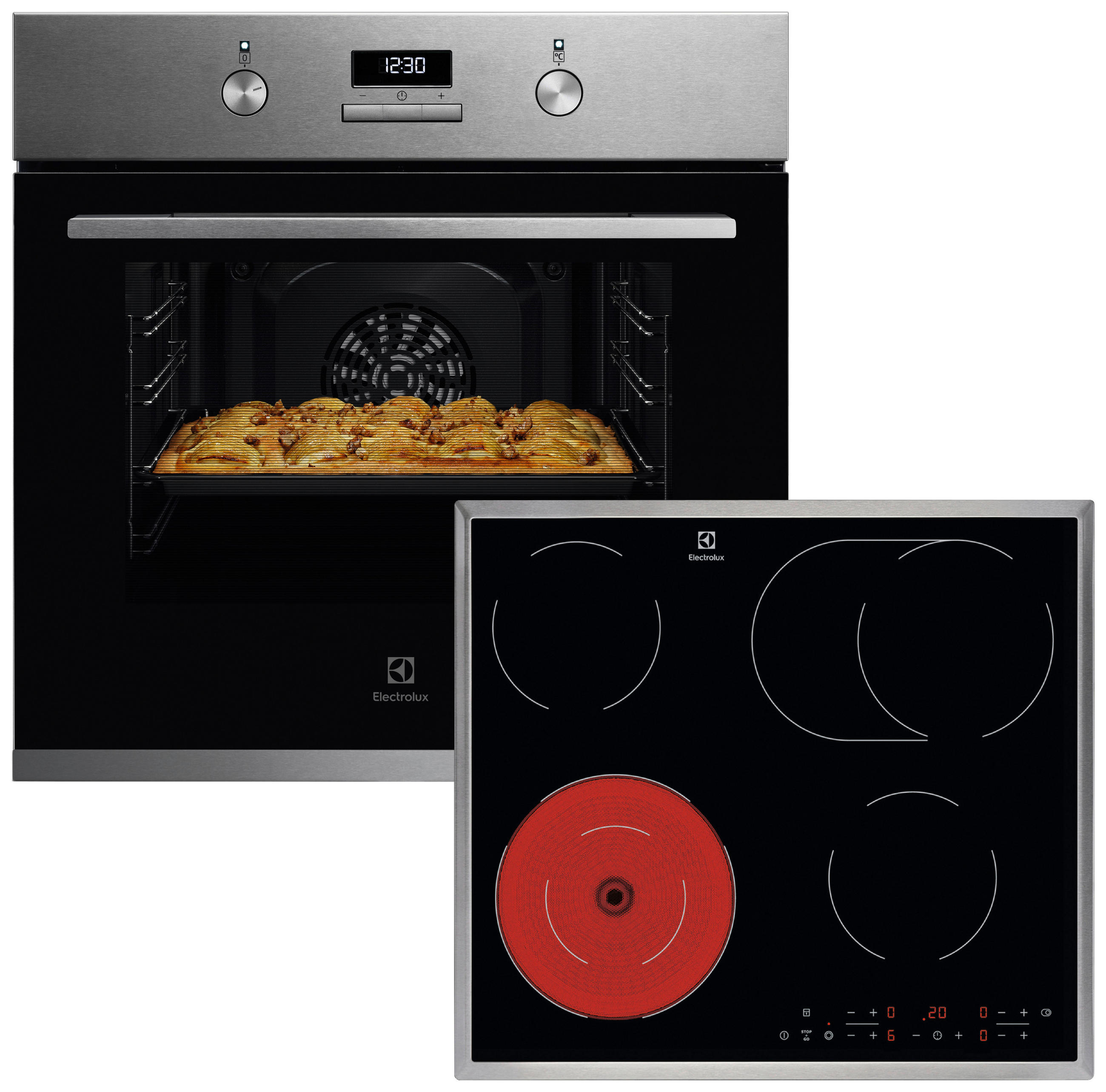 BACKOFENSET ELXB3X  - Edelstahlfarben/Schwarz, Basics, Glas/Metall (60/59,4/56cm) - Electrolux