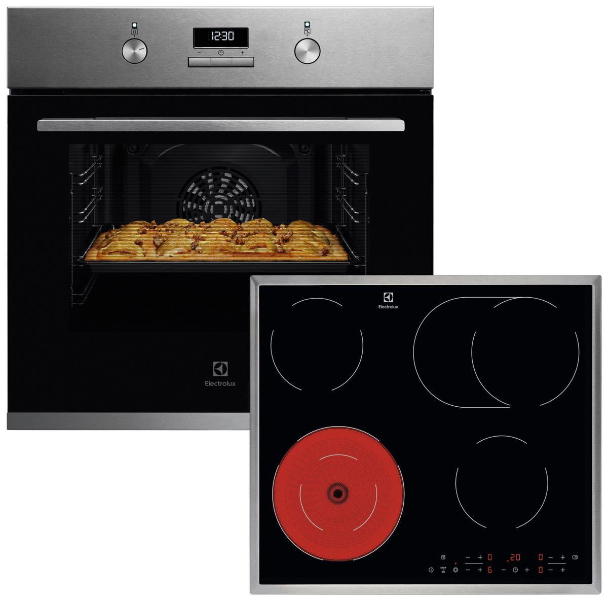 BACKOFENSET ELXB3X  - Edelstahlfarben/Schwarz, Basics, Glas/Metall (60/59,4/56cm) - Electrolux