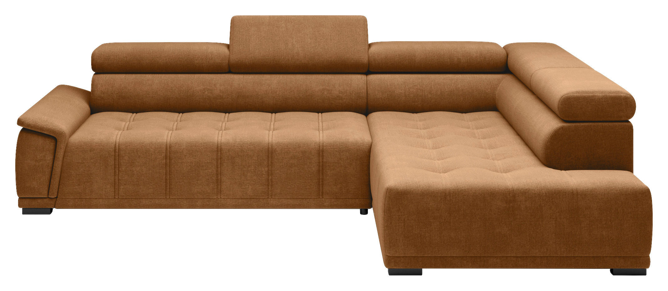 HÖRNSOFFA i chenille, vävt tyg rostfärgad  - svart/rostfärgad, Modern, textil/plast (283/106cm) - MID.YOU