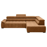 HÖRNSOFFA i chenille, vävt tyg rostfärgad  - svart/rostfärgad, Modern, textil/plast (283/106cm) - MID.YOU