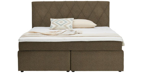 BOXSPRINGBETT 180/200 cm  in Hellbraun  - Hellbraun/Schwarz, Design, Kunststoff/Textil (180/200cm) - Xora