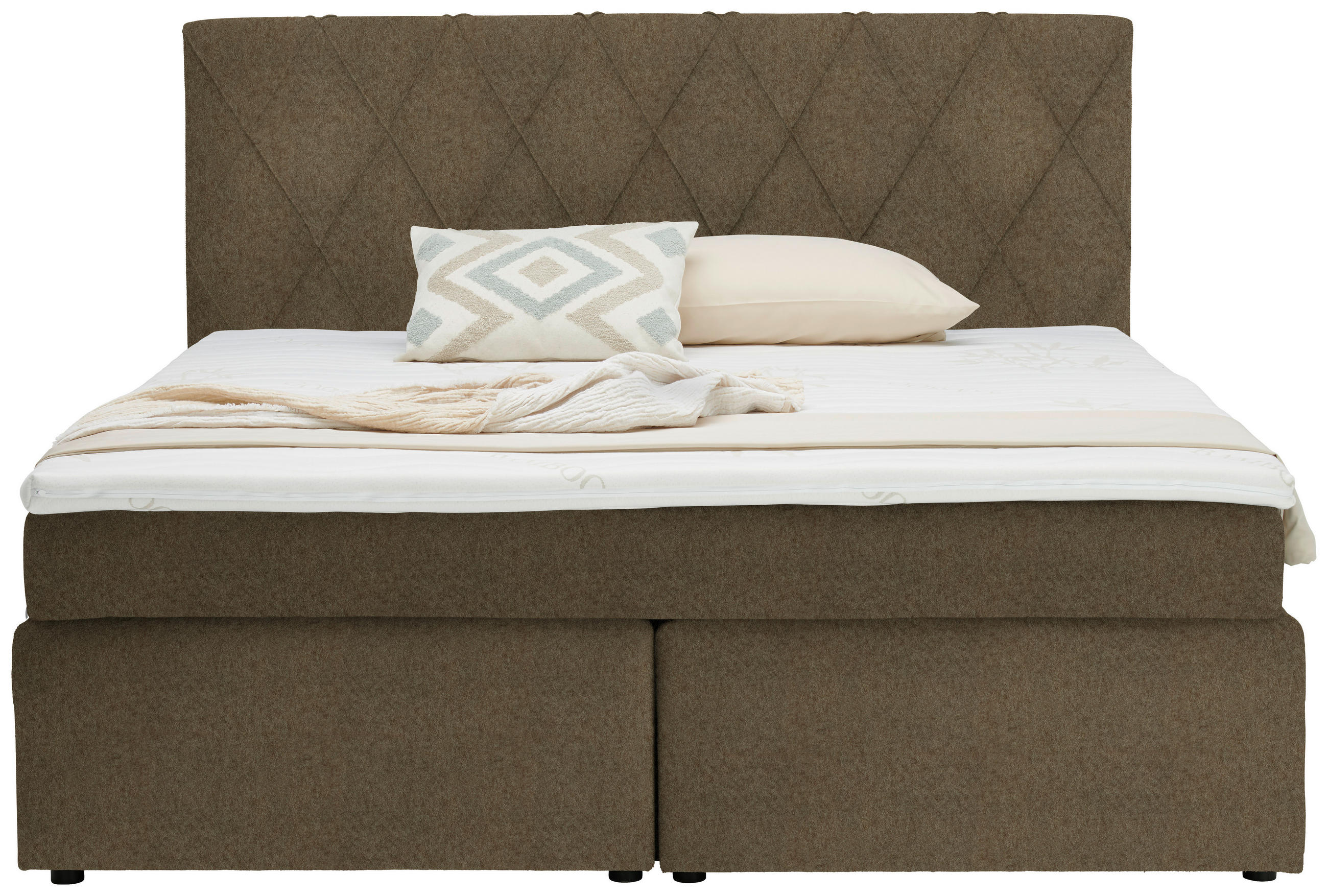 BOXSPRINGBETT 180/200 cm  in Hellbraun  - Hellbraun/Schwarz, Design, Kunststoff/Textil (180/200cm) - Xora