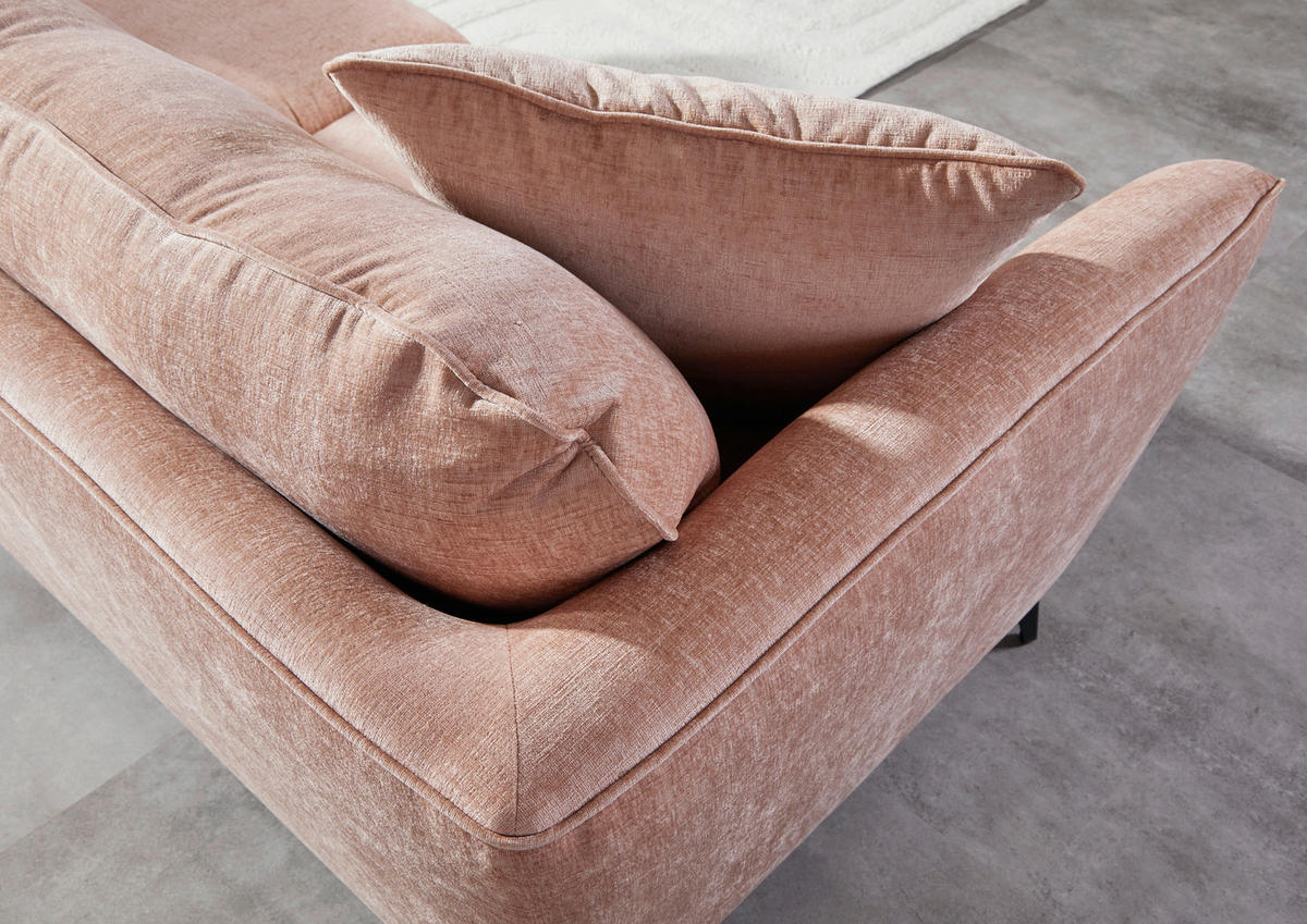 BIGSOFA in Flachgewebe Altrosa  - Schwarz/Altrosa, Konventionell, Textil/Metall (215/70/98cm) - Carryhome