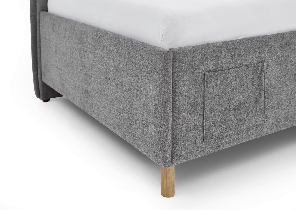 POLSTERLIEGE in Flachgewebe Grau  - Eichefarben/Grau, Konventionell, Holz/Textil (140/200cm) - home24