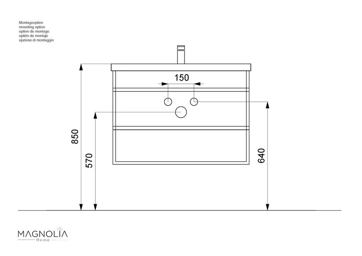 WASCHTISCHKOMBI 80 cm  - Graphitfarben/Weiß, Trend, Holzwerkstoff/Stein (80cm) - MID.YOU