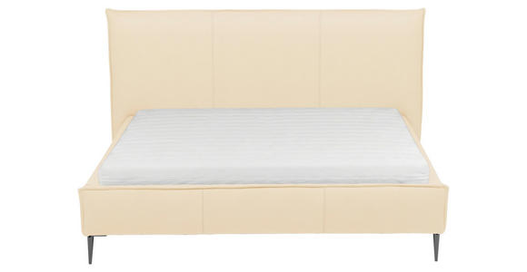 POLSTERBETT gepolstertes Kopfteil, Lattenrost, Bettkasten Beige 200/200 cm  - Beige/Schwarzchrom, KONVENTIONELL, Leder/Holz (200/200cm) - Esposa