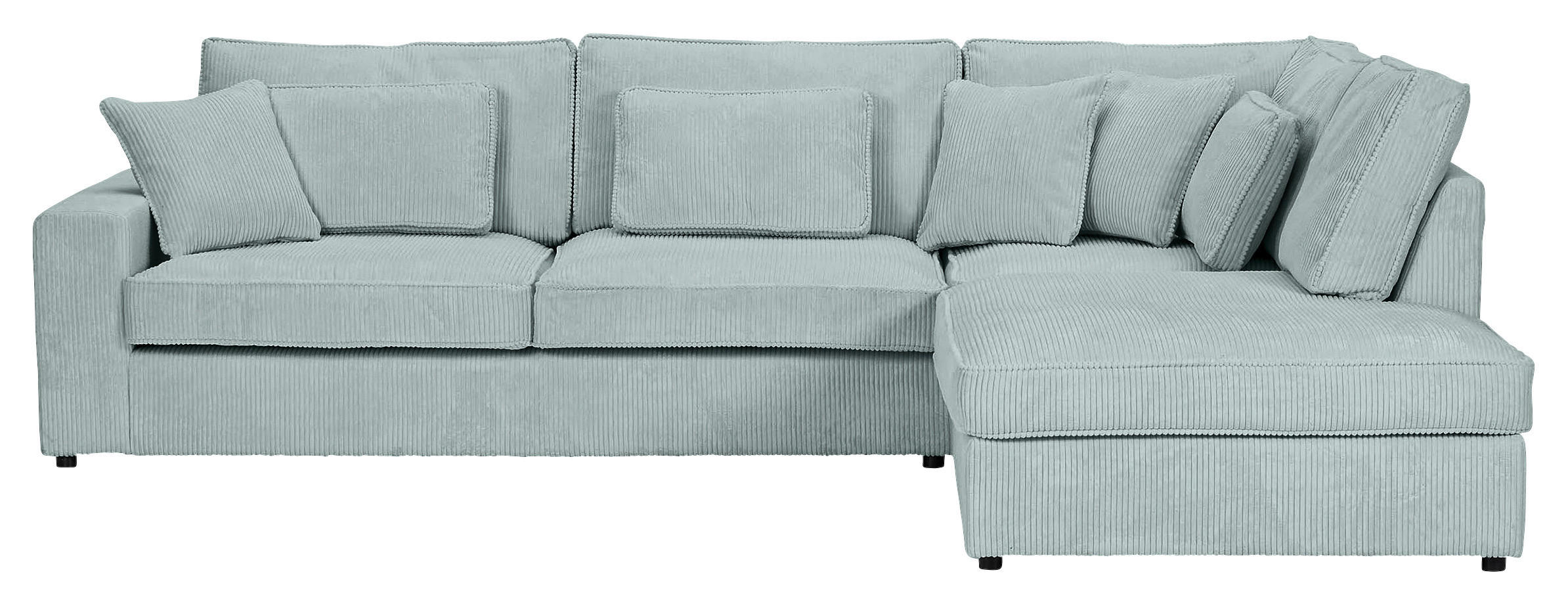 ECKSOFA Cord Hellblau  - Schwarz/Hellblau, Modern, Kunststoff/Textil (307/228cm) - Carryhome