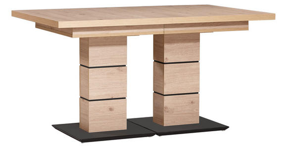 ESSTISCH in Holzwerkstoff 140-220/90/75 cm  - Eichefarben/Schwarz, Design, Holzwerkstoff (140-220/90/75cm) - Dieter Knoll
